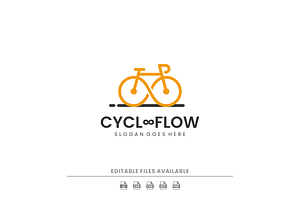 Line Art Bicycle Flow  Logo Design, a Branding & Logo Template by Artnivora.Std
