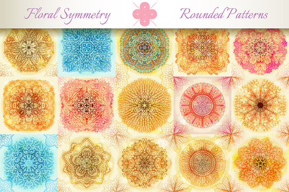 15 Floral Symmetry Patterns. Set #3 preview 5