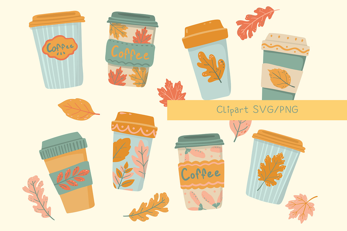 Autumn Coffee patterns & clipart, a Food Illustration by Carpet Tapete Pretzel (Photo 2 of 10)