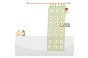 curtain in bathroom vector icon, a Texture Illustration by vectorpointstudio