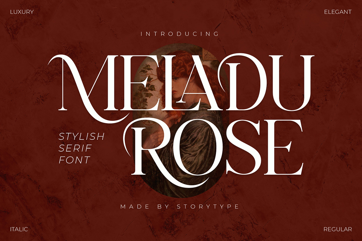 Meladu Rose Stylish Font, a Serif Font by Storytype Studio (Photo 1 of 30)