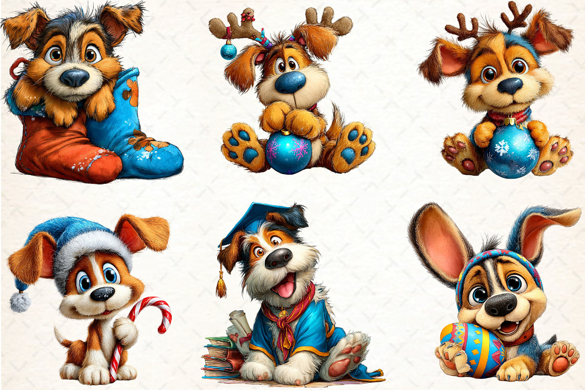 Funny Dog Clipart Bundle, an Illustration by DreamCafeArt (Photo 5 of 8)