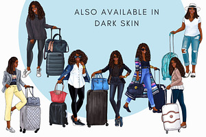 Travel Girls 4 - Light Skin Clipart