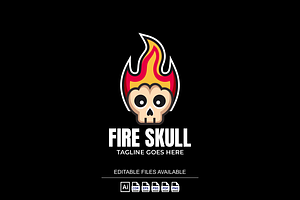 Fire Skull Simple Mascot Logo