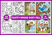 Fluffy Hygge Cozy Fall Coloring Book, an Animal Illustration by Design Station (Thumbnail 1 of 4)