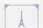 Eiffel Tower illustration centered on white textured paper, fram, an Illustration by Studio ANNA (Thumbnail 1 of 2)
