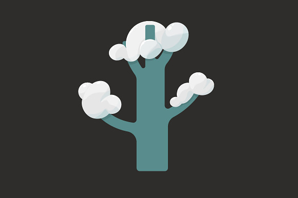 Flat Icon Of A Tree In Winter