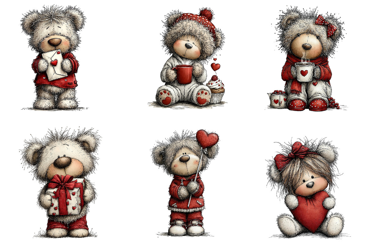 Valentines Teddy Bear Clipart, an Illustration by CreationArt (Photo 2 of 5)