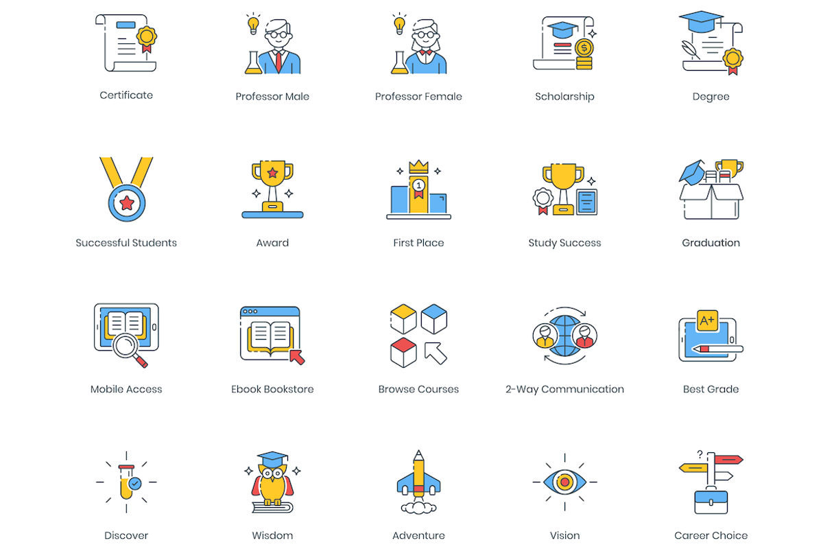 100 Online Education Icons, an Outline Icon by Flat Icons (Photo 6 of 6)