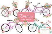 Garden Party Floral Bicycles Clipart, an Illustration by Amanda Ilkov (Thumbnail 1 of 5)