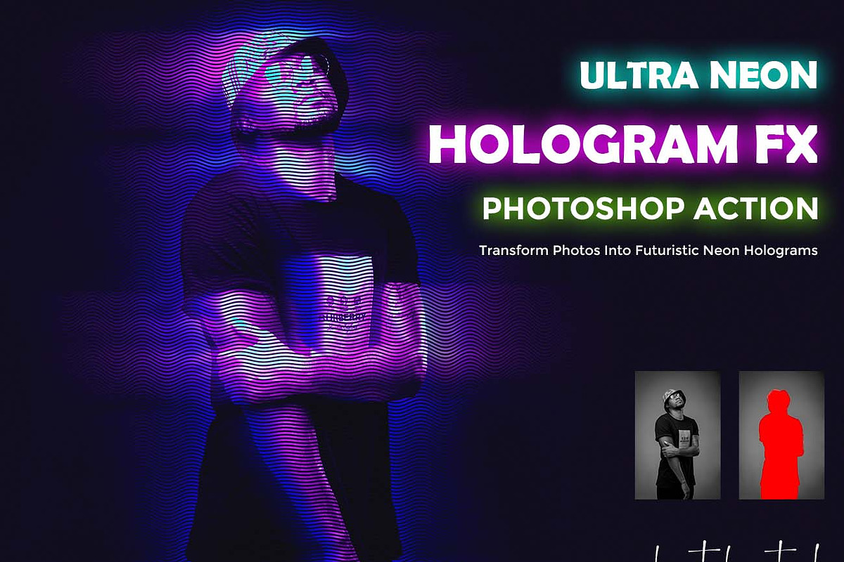 Ultra Neon Hologram FX Ps Action, an Action Add-On by Studio Retouch (Photo 1 of 14)