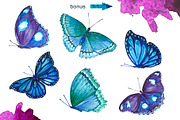 Blue watercolor butterflies, a Decorative Illustration by Art Watercolor (Thumbnail 4 of 5)