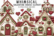 Whimsical Valentine House Clipart, an Illustration by Libby Wishes (Thumbnail 1 of 8)