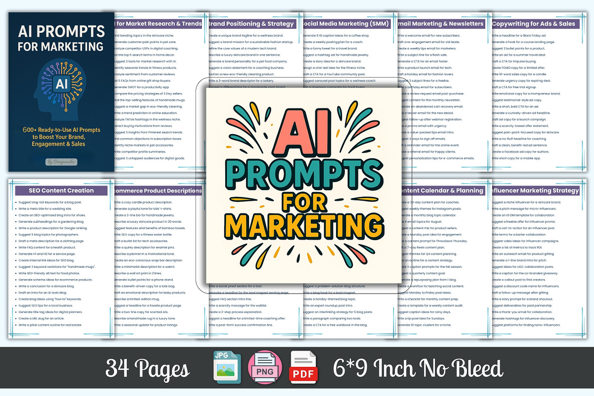 AI Prompts for Marketing, a Stationery Template by Designmela01 (Photo 1 of 5)