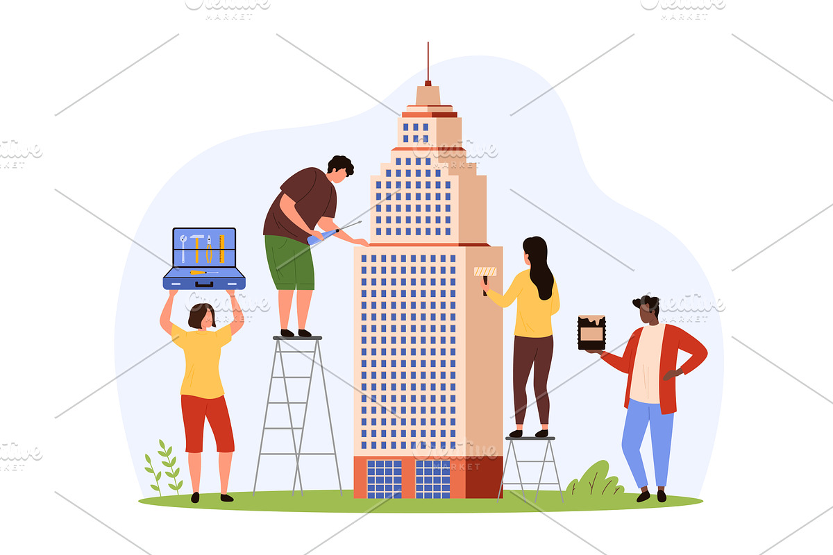 Construction and renovation of, an Illustration by Flashvector
