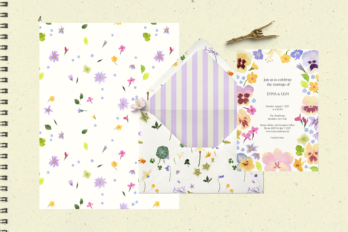 Watercolor flowers, a Pattern Graphic by NKTN (Photo 4 of 15)
