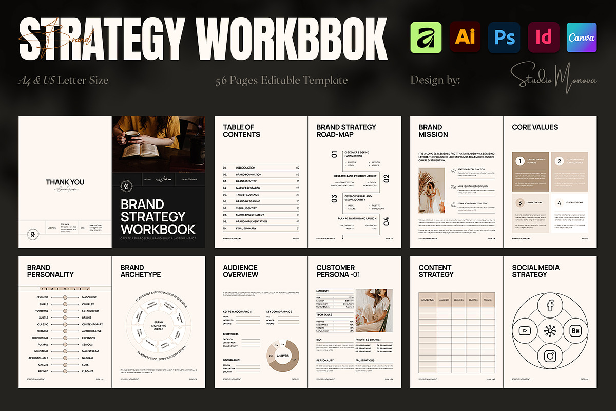Brand Strategy Workbook Template, a Magazine Template by Studio Monova (Photo 1 of 20)