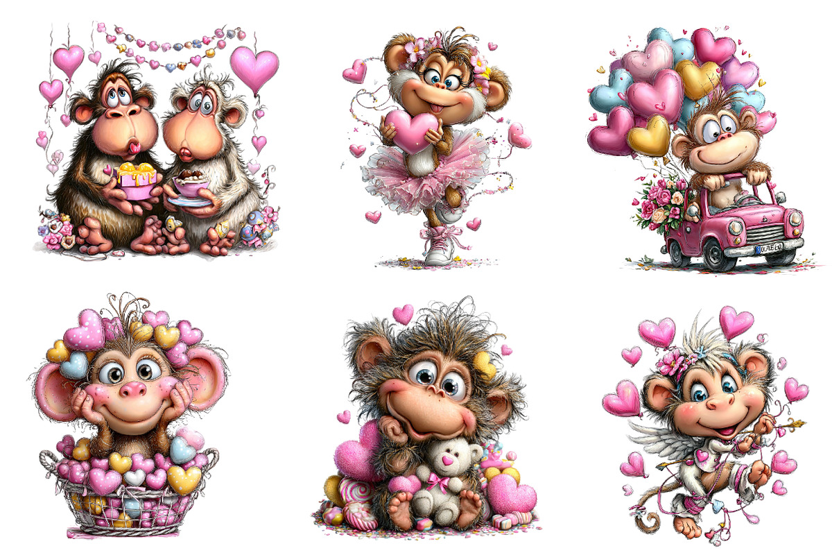 Valentines Day Monkey Sublimation, an Illustration by CreationArt (Photo 6 of 6)