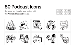 Animated Podcast Icons, a Solid Icon by Prosymbols