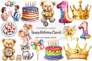 Happy Birthday Clipart, an Illustration by SinaCreation
