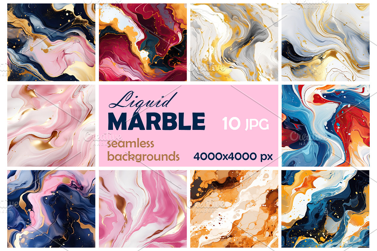 Liquid MARBLE backgrounds, set 01, a Pattern Graphic by Slanapotam (Photo 2 of 2)