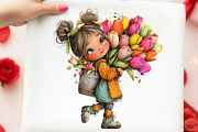 Whimsical Spring Girls Clipart, an Illustration by designcity5 (Thumbnail 5 of 5)