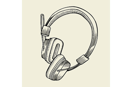 headphones sketch vector illustration