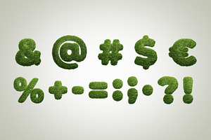 Grass Text 3D Letters Set