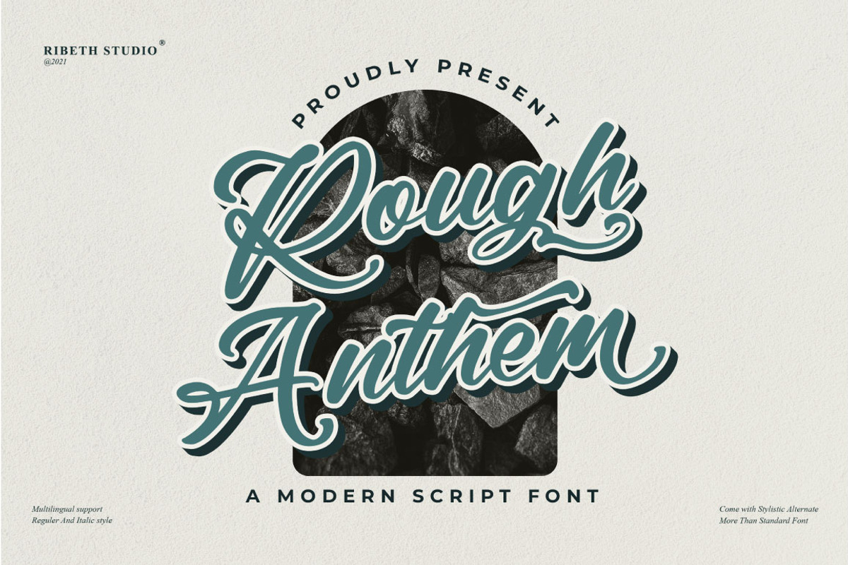 Rough Anthem - Modern Script Font, a Script Font by ribethstudio (Photo 1 of 12)