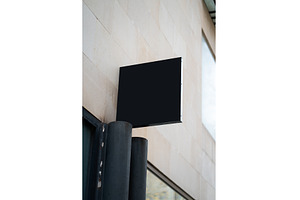 Blank black shop sign mockup on, an Architecture Photo by volodymyrshtun13795