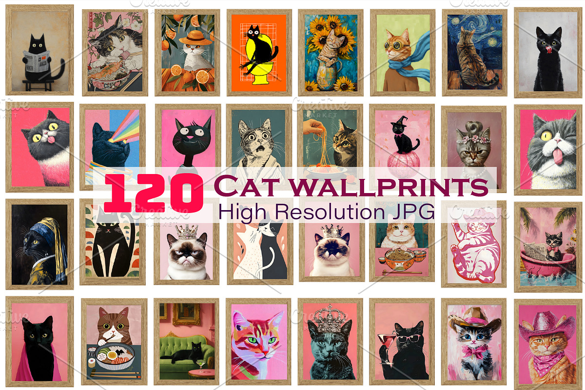 Cat Prints, Watercolor Cat Wall Art, an Animal Photo by Chipshpow Graphics (Photo 1 of 8)