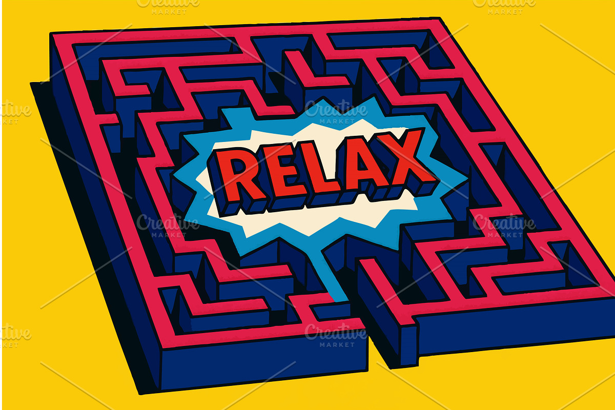 Pop Art Maze with Relax at the, an Object Illustration by AlexArt