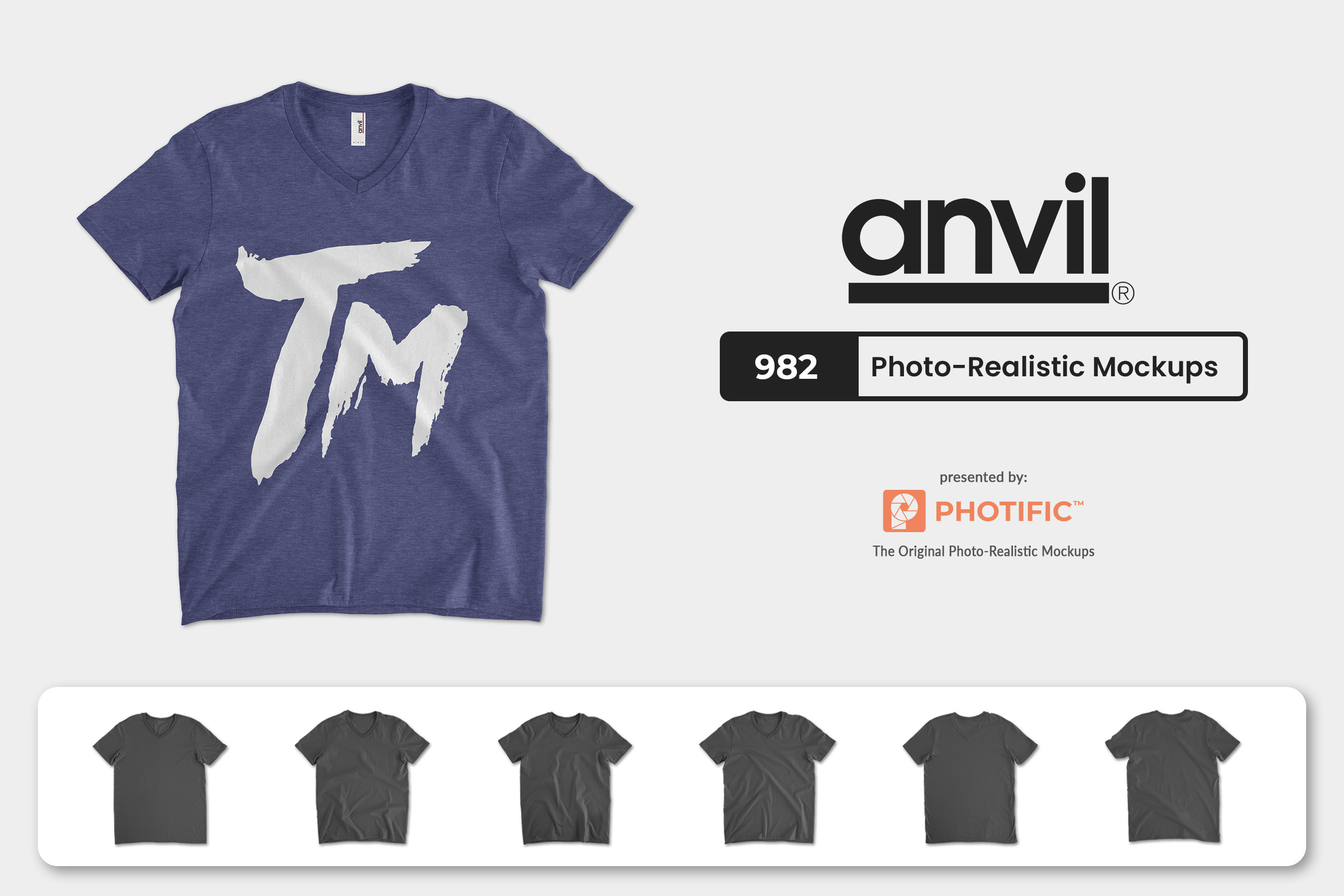 Anvil 982 Lightweight V-Neck T-Shirt, a Shirt Mockup by Photific
