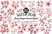 Cherry blossom branch Clipart, a Seasonal Illustration by Designking (Thumbnail 1 of 5)