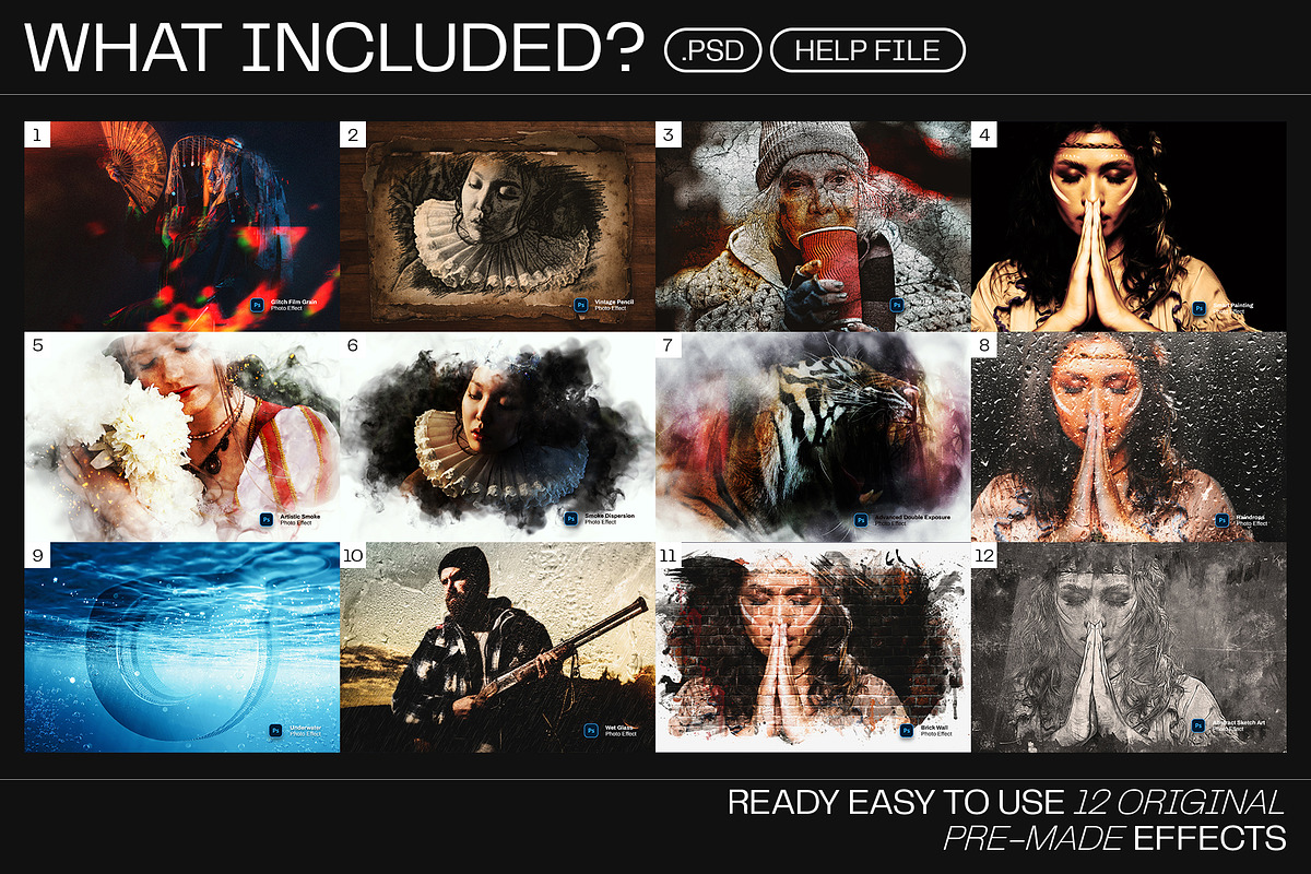12 Photo Effect Templates, a Layer Style Add-On by iDoodle Studio (Photo 2 of 6)