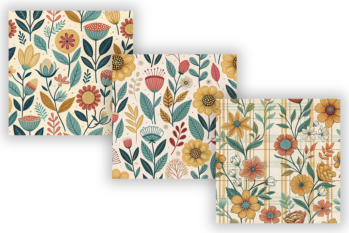 Retro Floral Seamless Pattern Bundle