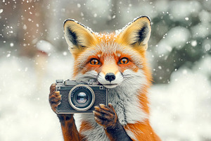 Fox with Camera in the Snow, an Animal Photo by Ales Munt