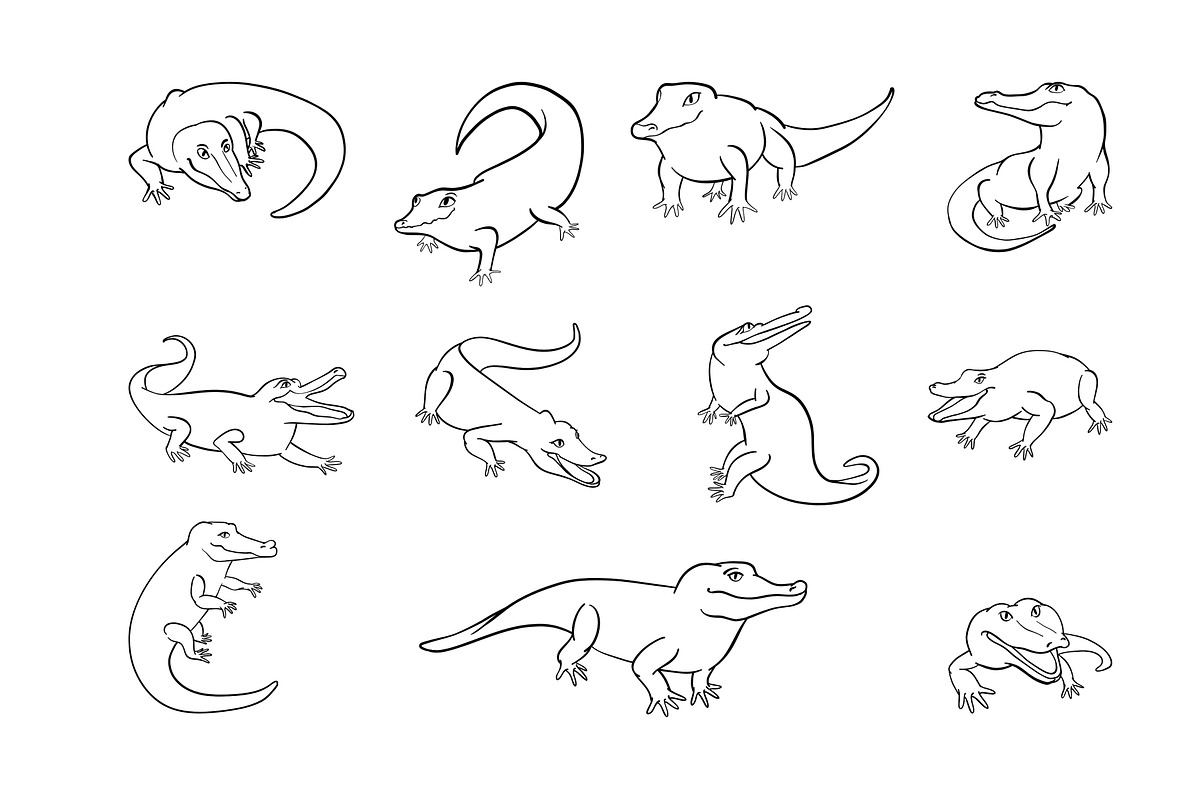 Collection crocodiles, an Animal Illustration by Anada Arty