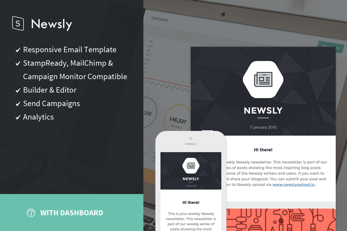 Newsly + StampReady Builder, an Email Template by StampReady Templates (Photo 1 of 2)