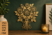 Rose Bouquet Wall Art SVG, an Object Graphic by DreamCafeArt (Thumbnail 1 of 4)