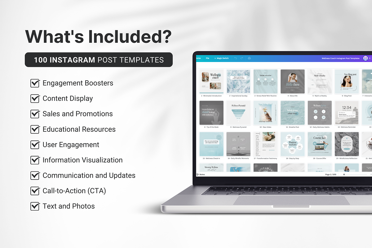 Wellness Instagram Post Templates, a Social Media Template by DigiPax (Photo 2 of 10)