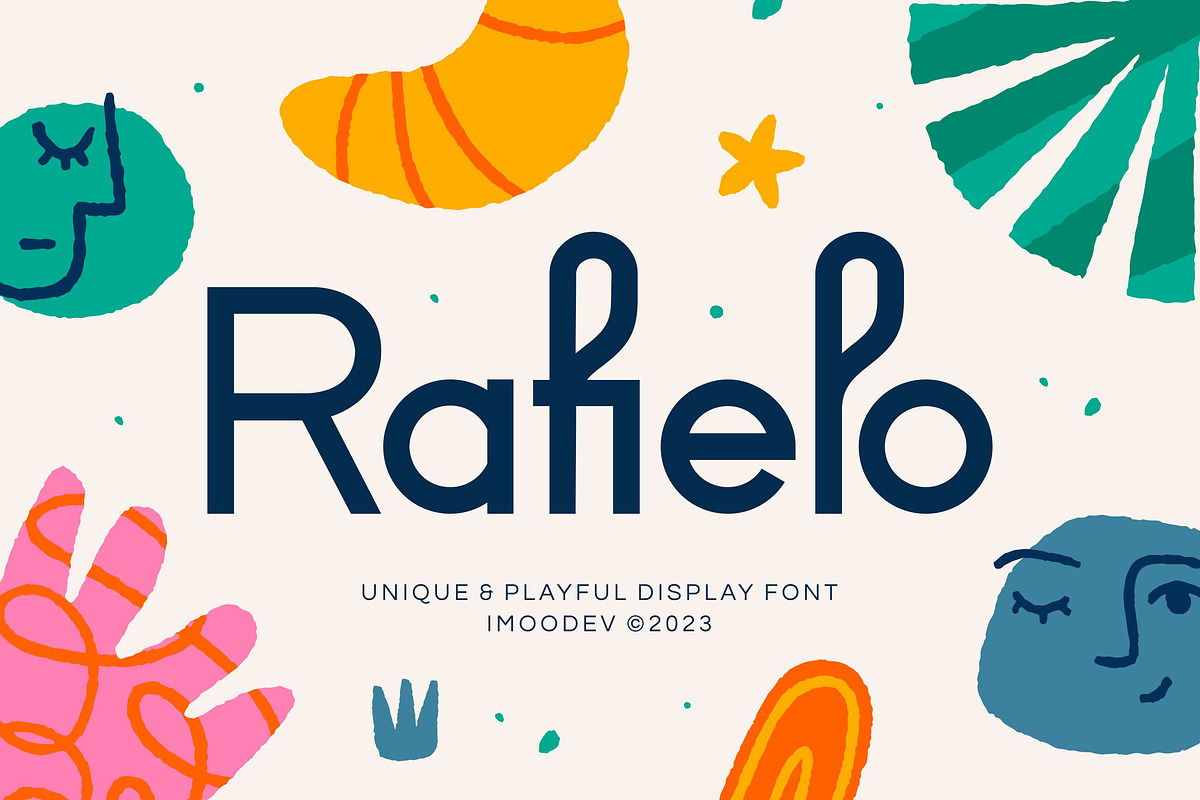 Rafielo - Cute Modern Display Font, a Sans Serif Font by Imoodev (Photo 1 of 5)