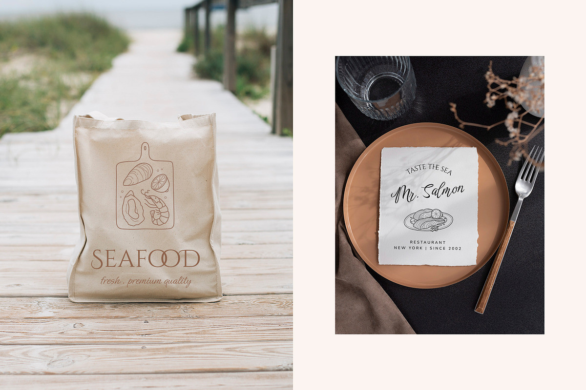 Seafood logo elements and templates, a Graphic by Vasylyka (Photo 9 of 15)