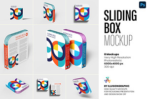 Sliding Box Mockup - 8 Views