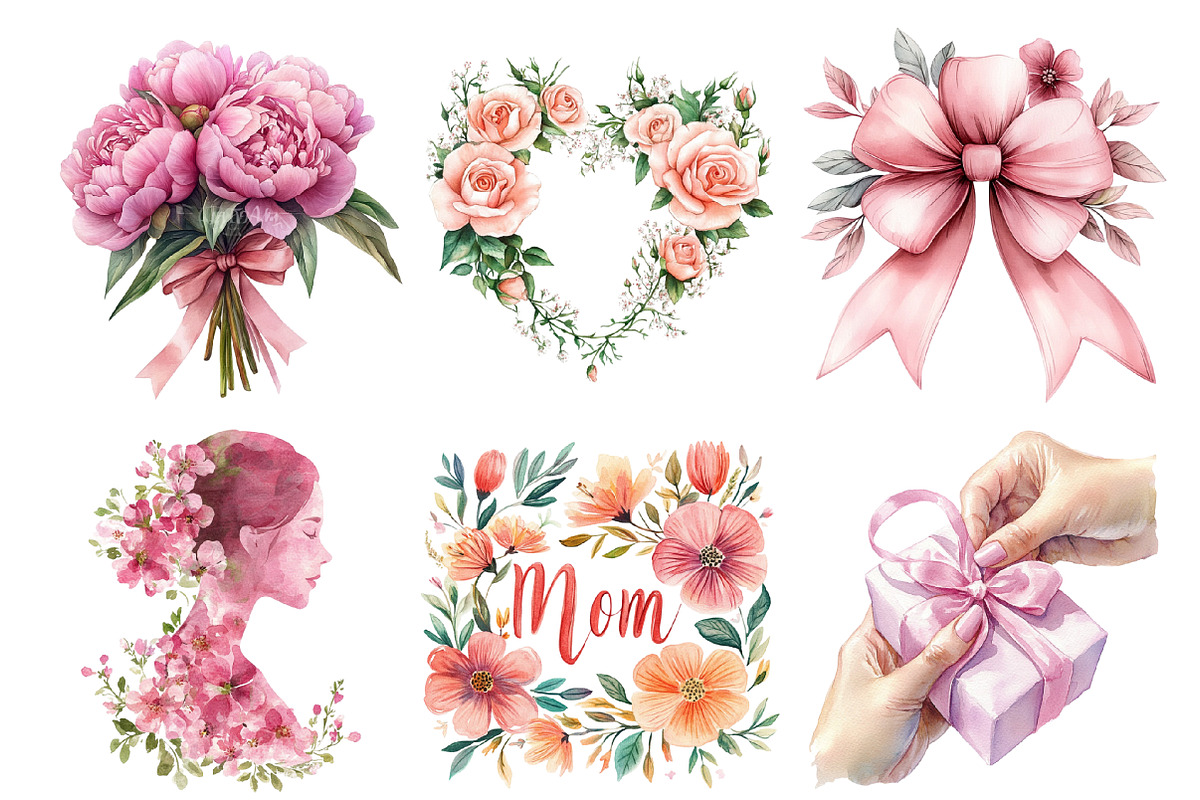 Pink Mother's Day Clipart, an Illustration by SinaCreation (Photo 2 of 5)