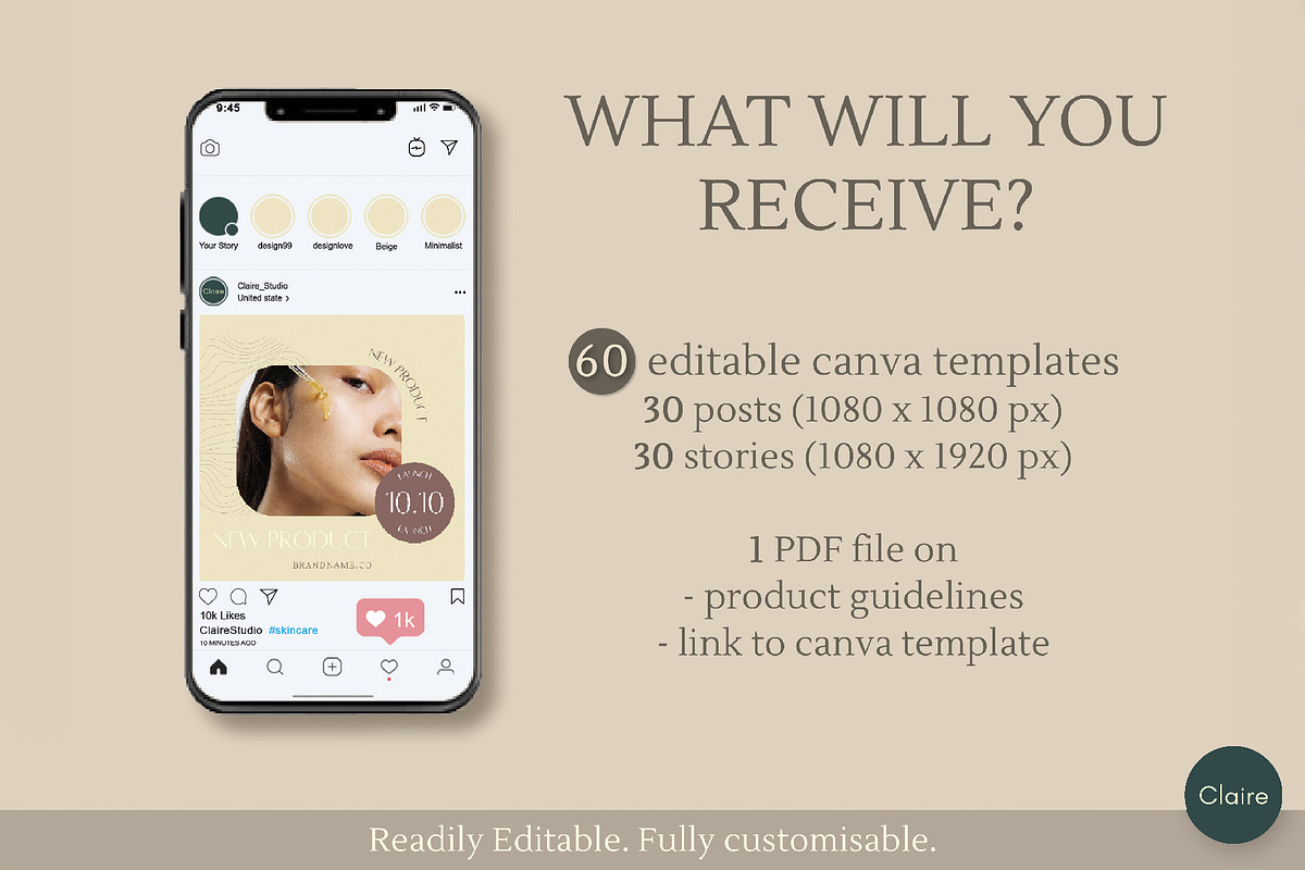Ins Earthy Beige Beauty Creator Kit, a Social Media Template by Clairee Design Studio (Photo 3 of 7)
