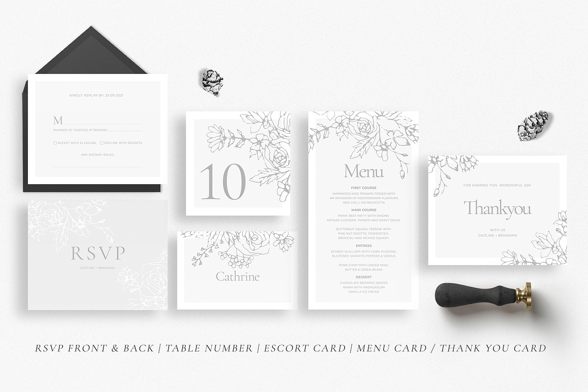 Modern Sketch Floral Wedding Suite, an Invitation Template by Azka Creative (Photo 8 of 8)