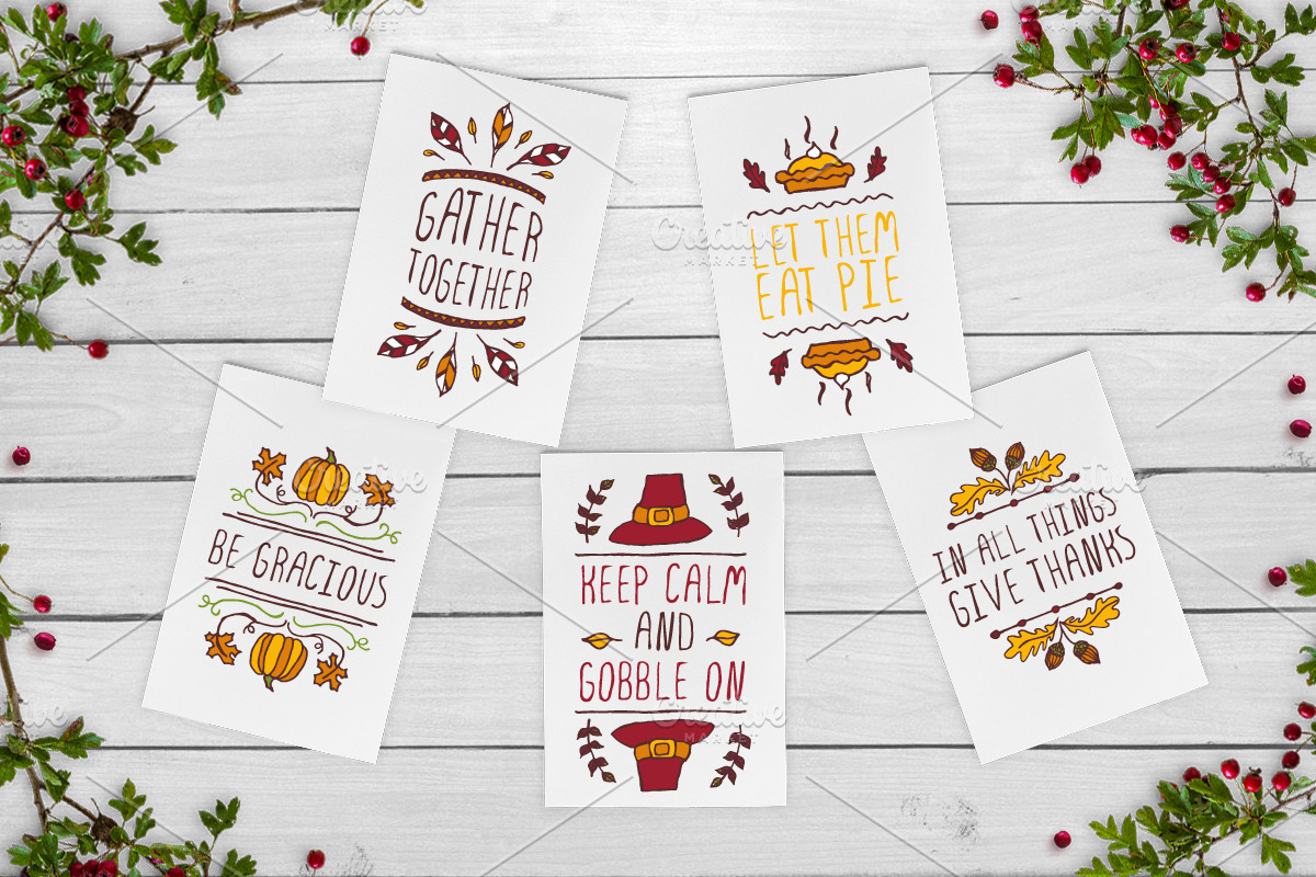 50 Thanksgiving greeting cards, a Decorative Illustration by AV Design (Photo 7 of 10)