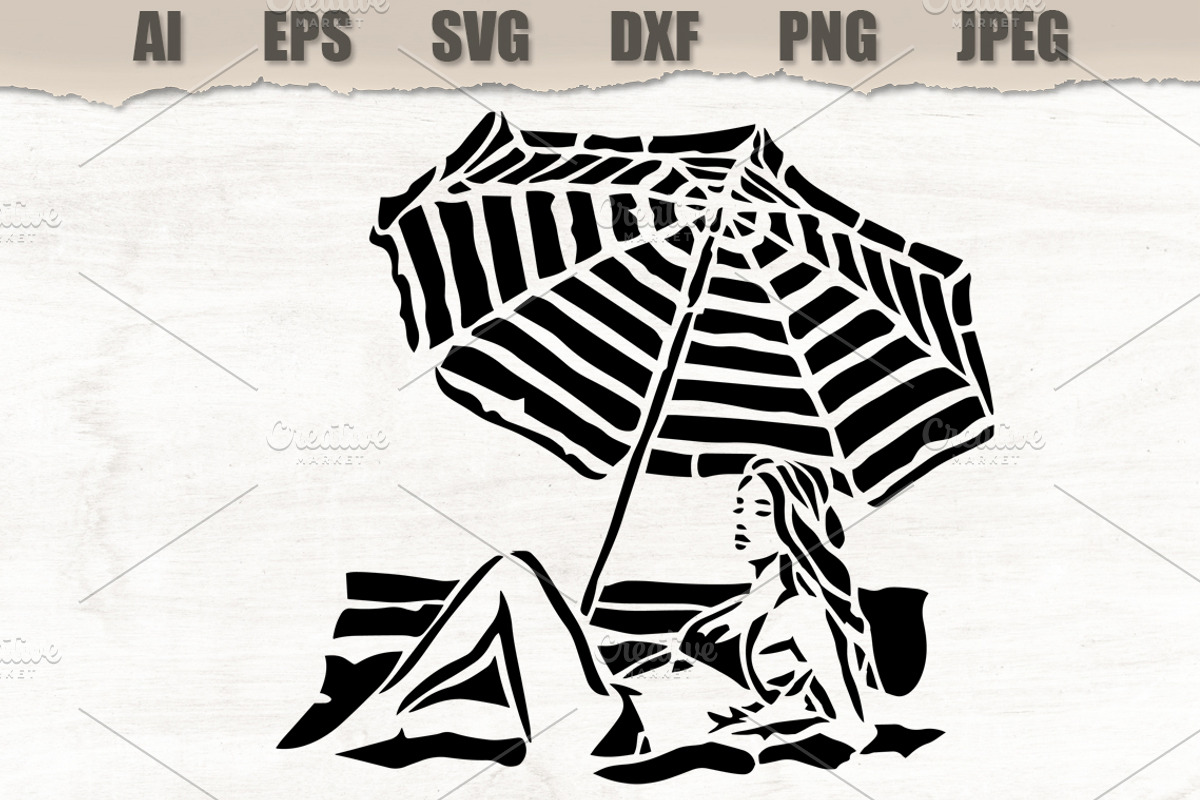 Beach Umbrella Woman, a Person Illustration by MARYCRAFTIRIA (Photo 1 of 3)