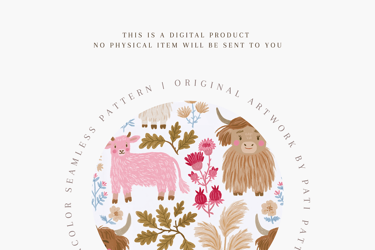 Highland Cow Seamless Pattern PNG, a Pattern Graphic by Pati Charm Studio (Photo 4 of 6)